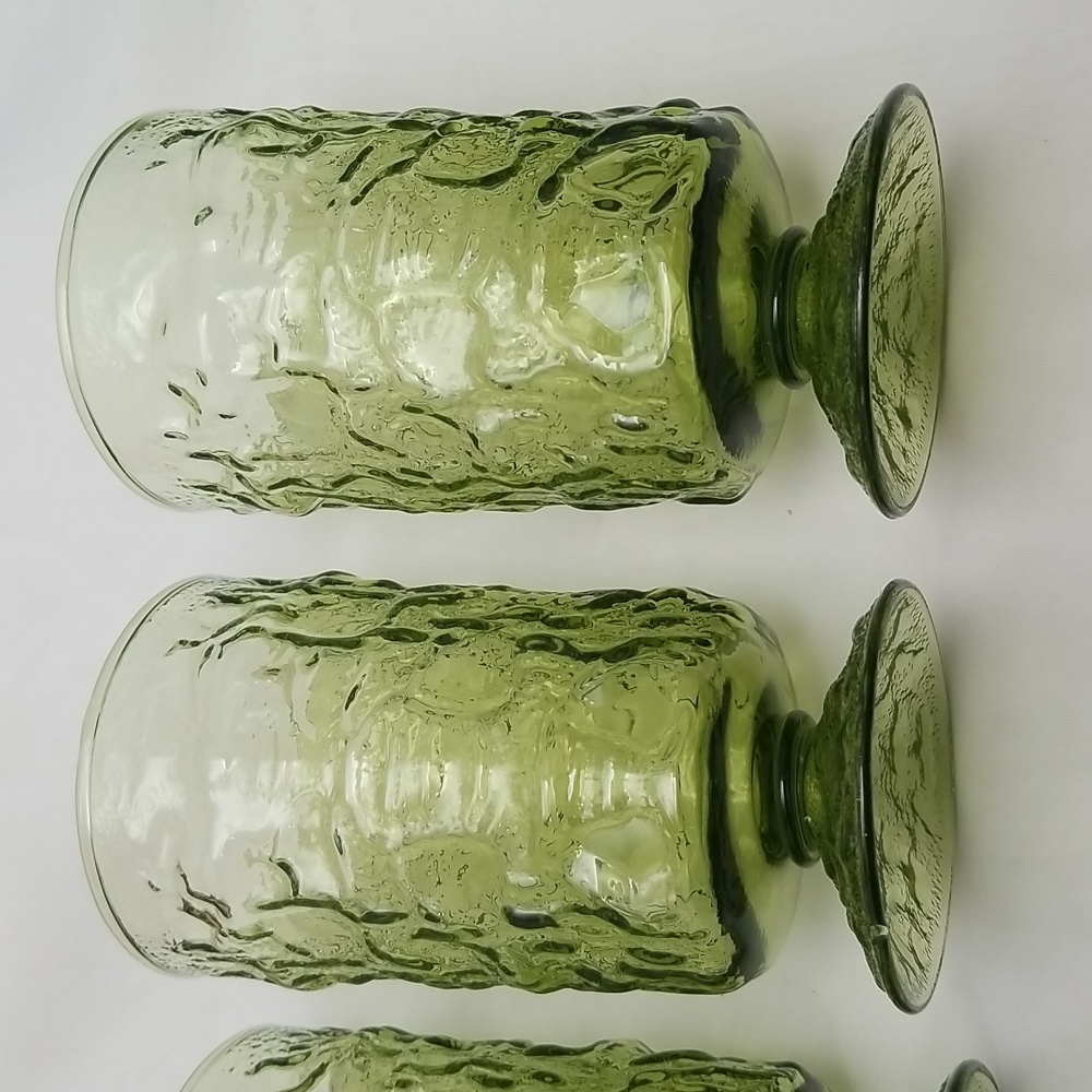 Anchor Hocking Milano Avacado Green Footed Tumblers - Picture 5 of 16